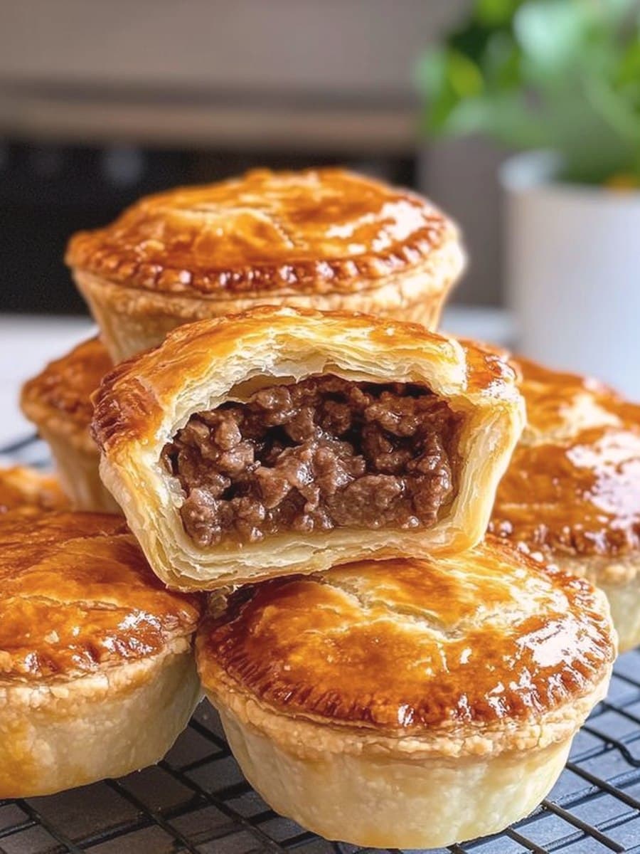 Meat Pies: Flaky pastry, savoury filling.